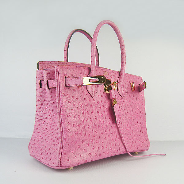 Replica Hermes Birkin 30CM Ostrich Veins Handbag Pink 6088 On Sale - Click Image to Close